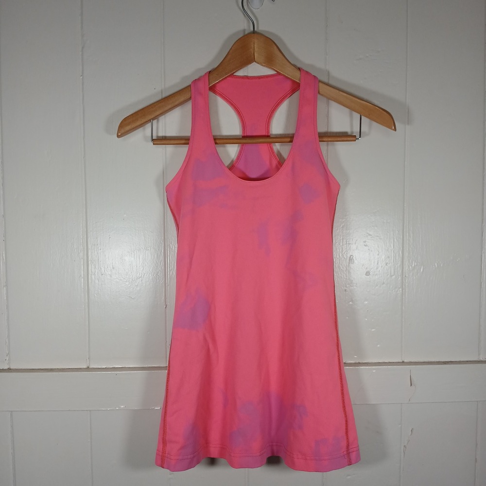 Lululemon Cool Racerback Tank Women 4 Sunspot Pink Tie Dye Yoga Athletic Top